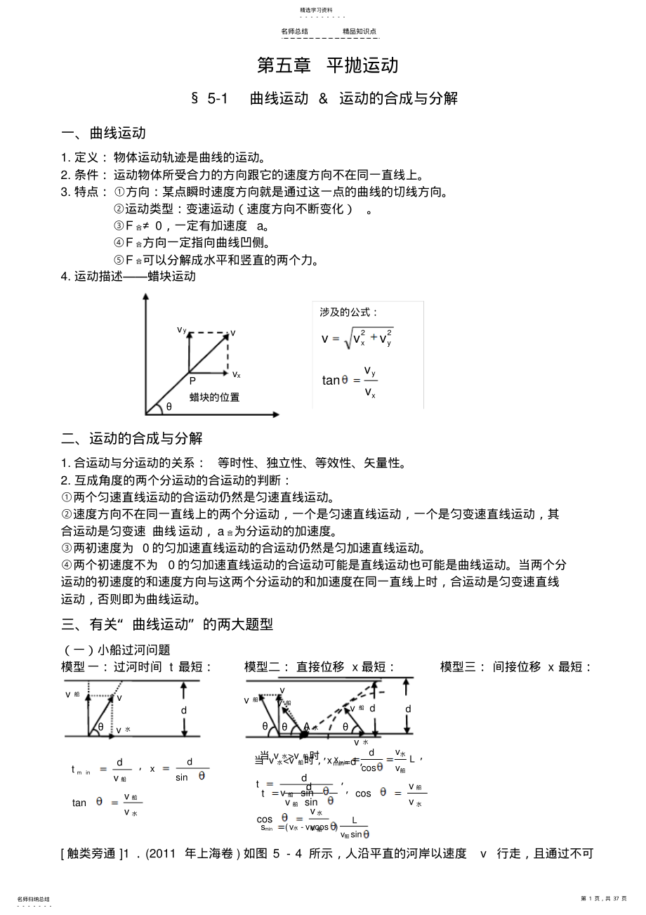 2022年高中物理必修二知识点总结及典型题解析 .pdf_第1页