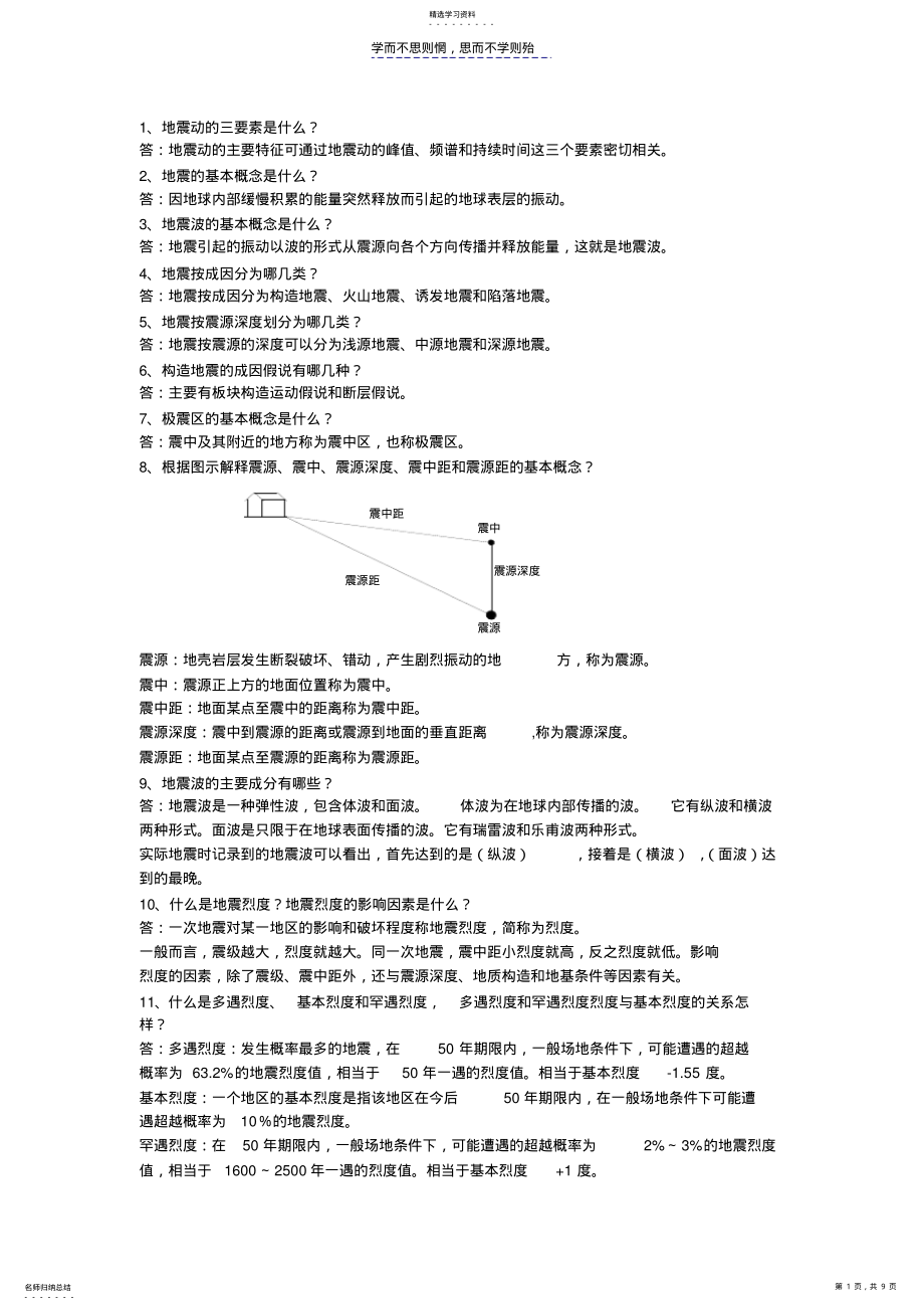 2022年工程结构抗震复习题及答案 .pdf_第1页