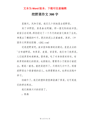 挖野菜作文300字.docx