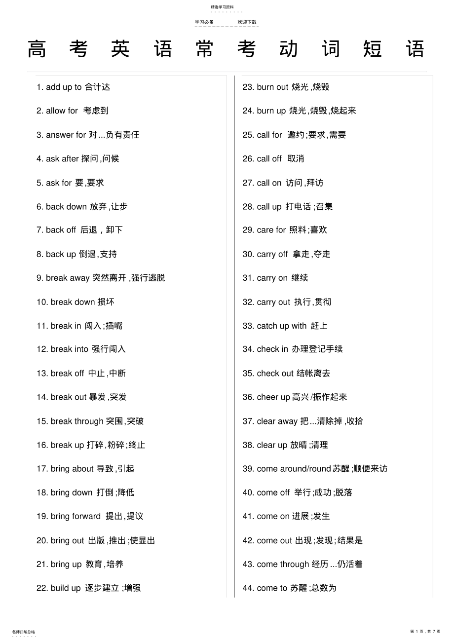 2022年高考英语常考动词短语 .pdf_第1页