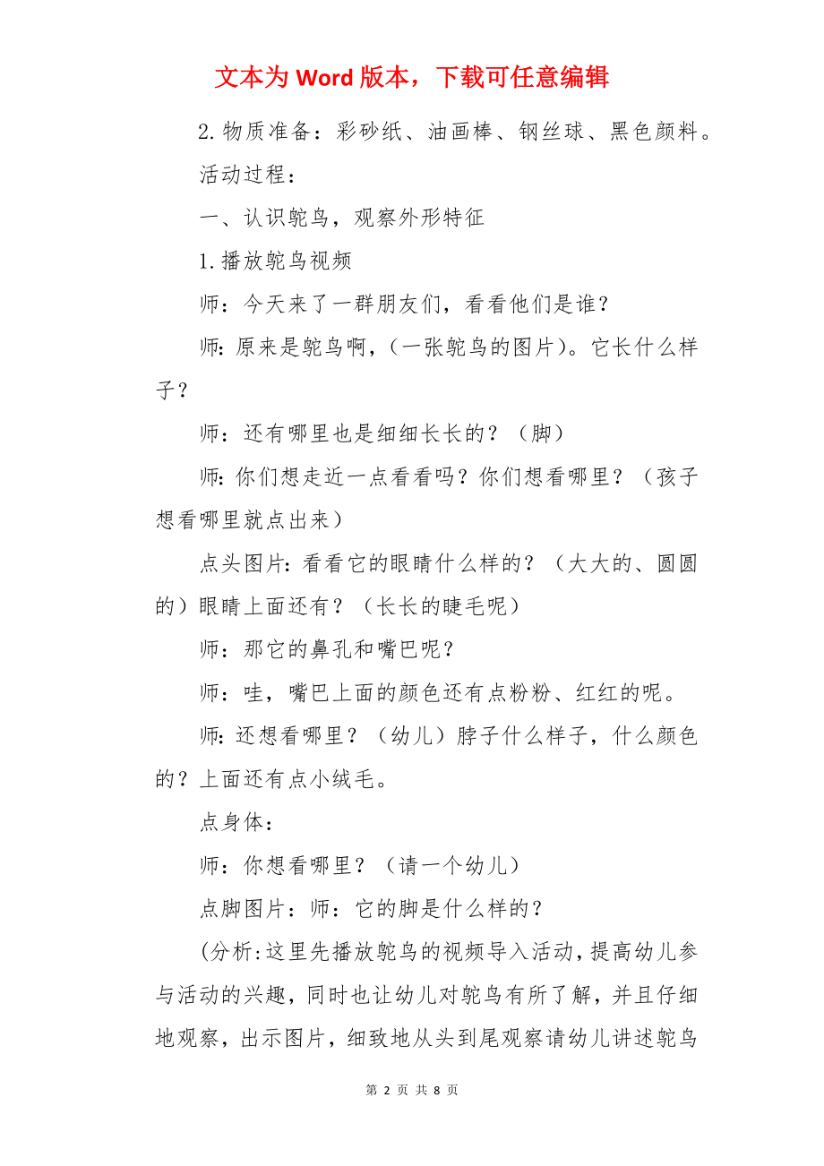 大班美术教案：鸵鸟的故事.docx_第2页