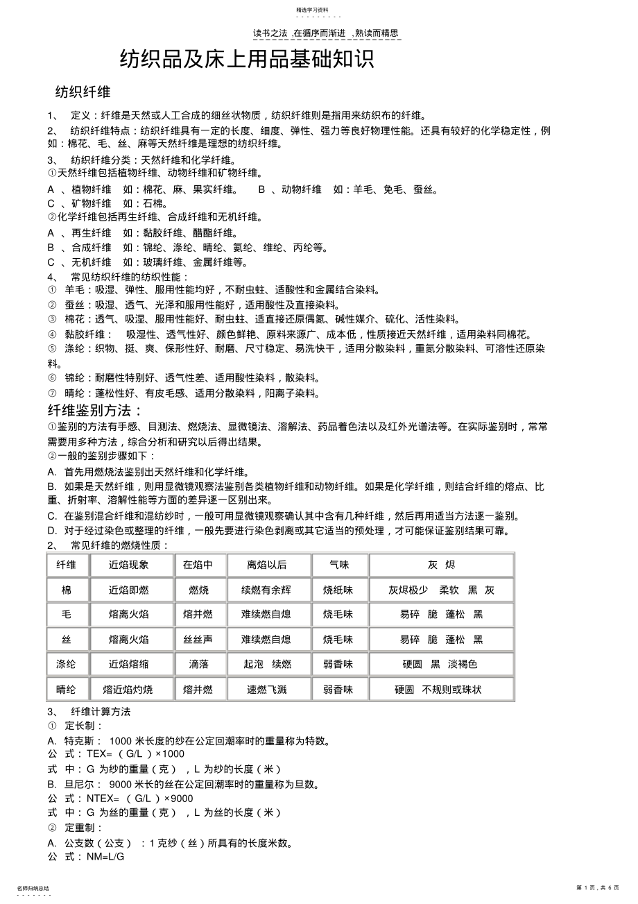 2022年床上用品基础知识 .pdf_第1页