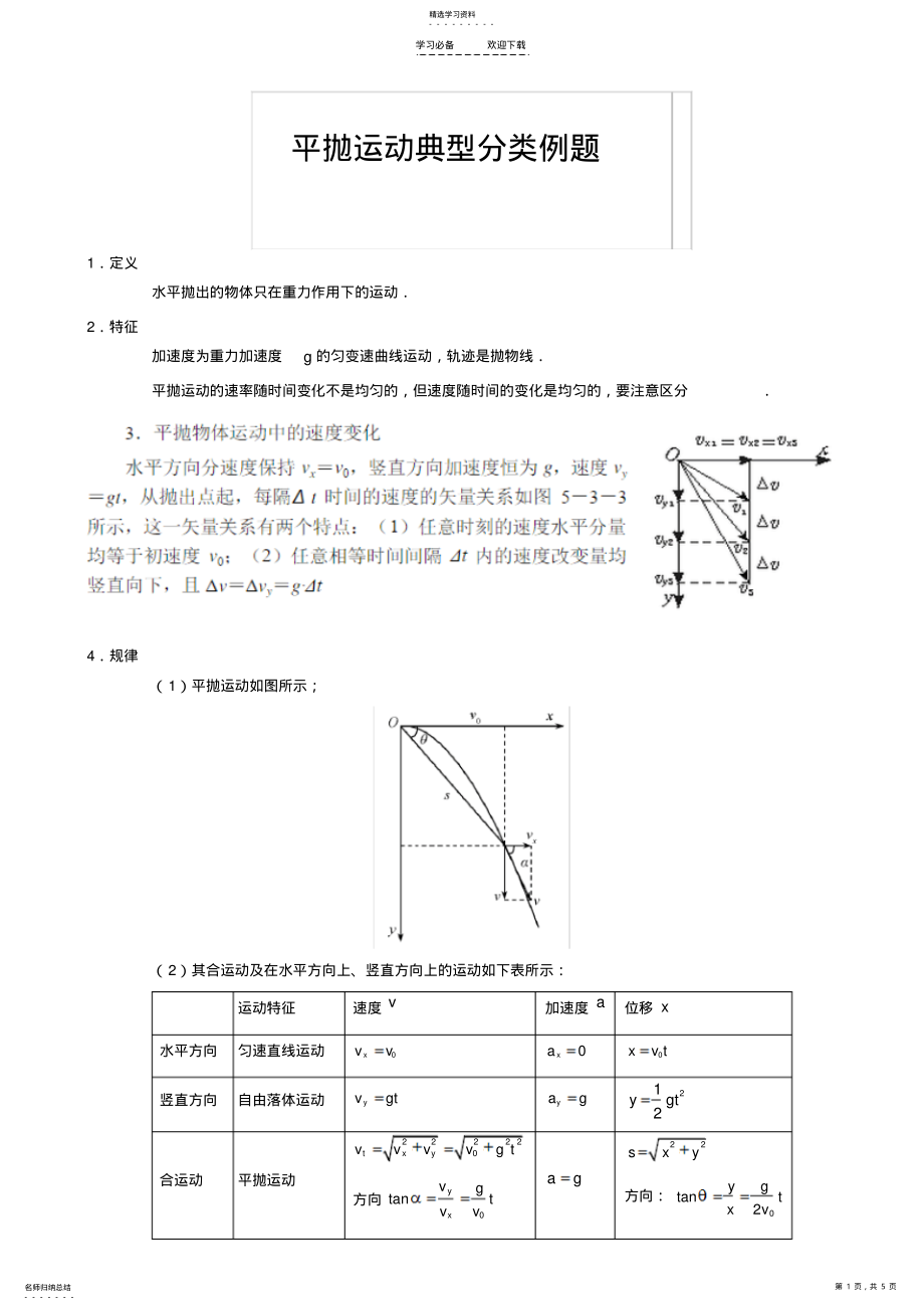 2022年平抛运动典型分类例题 .pdf_第1页