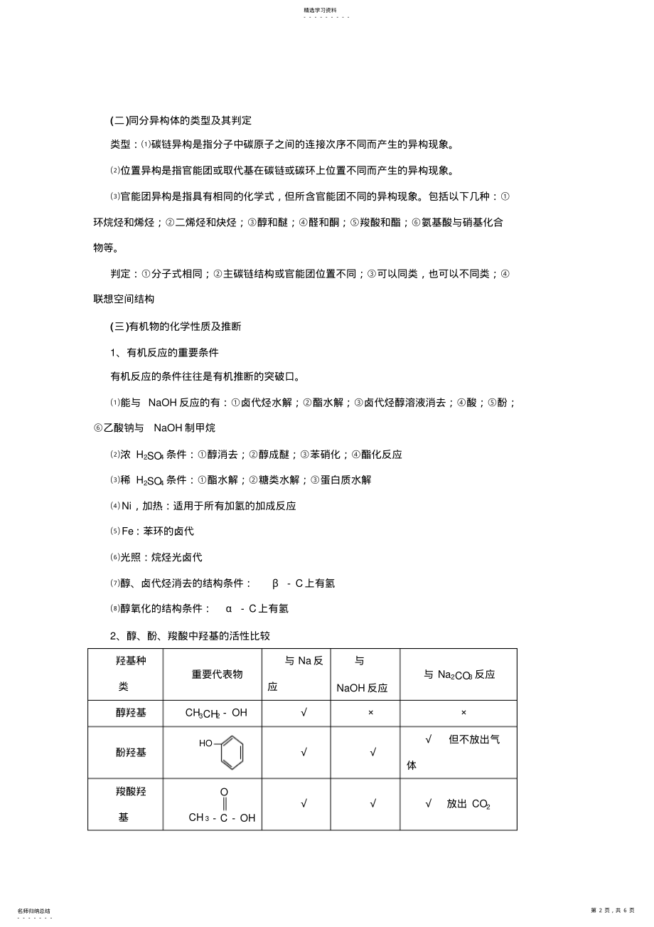 2022年高三化学基础复习知识点总结：有机化学基础 .pdf_第2页