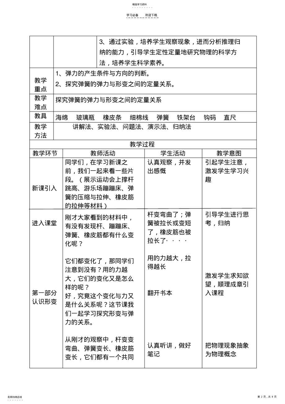 2022年探究形变与弹力的关系的教案设计 .pdf_第2页