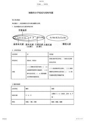 2022年高考生物满分冲刺-细胞的分子组成与结构专题 .pdf