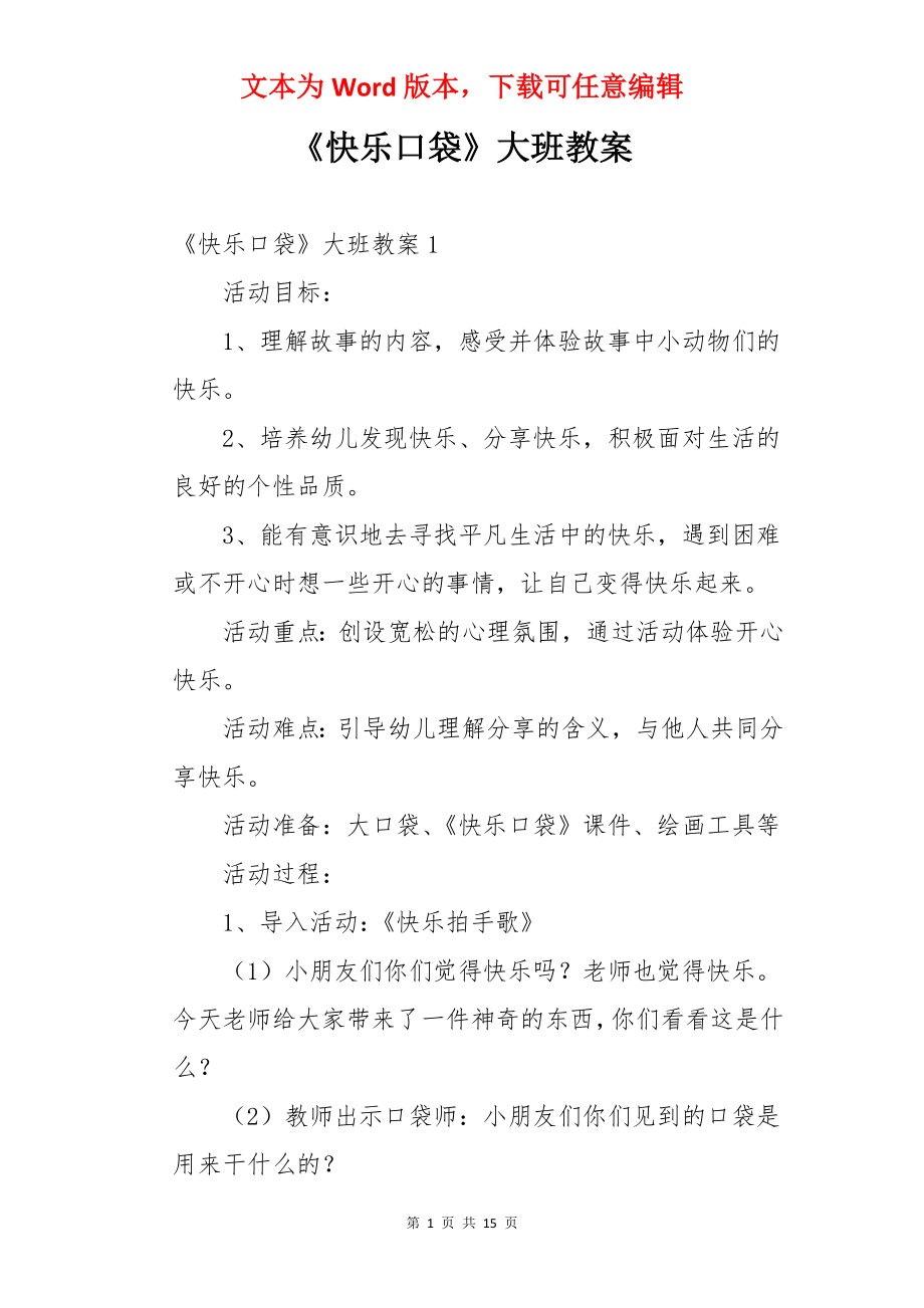 《快乐口袋》大班教案.docx_第1页