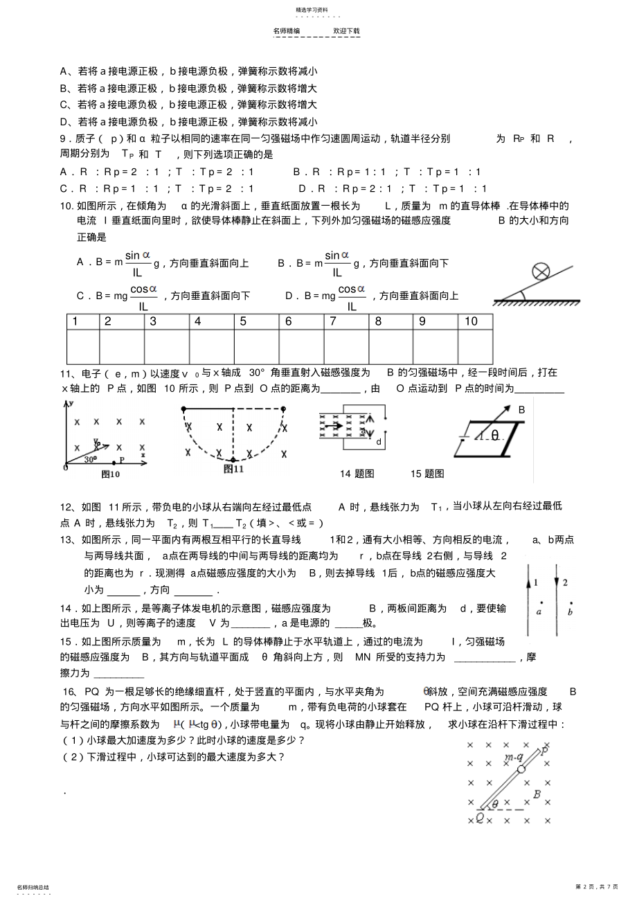 2022年高二物理磁场单元测试题附答案2 .pdf_第2页