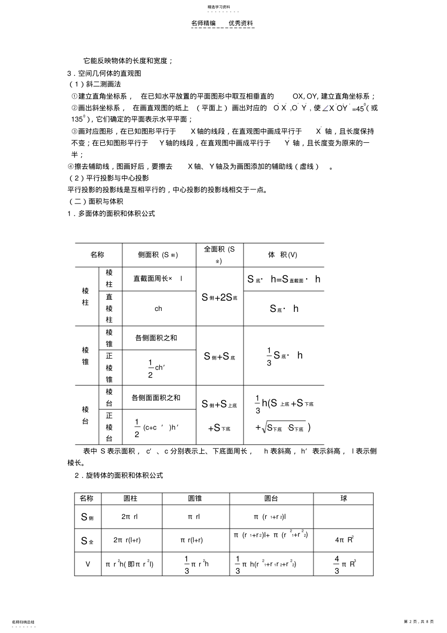 2022年高中数学苏教版必修二高中数学B版必修II知识点总结教案 .pdf_第2页