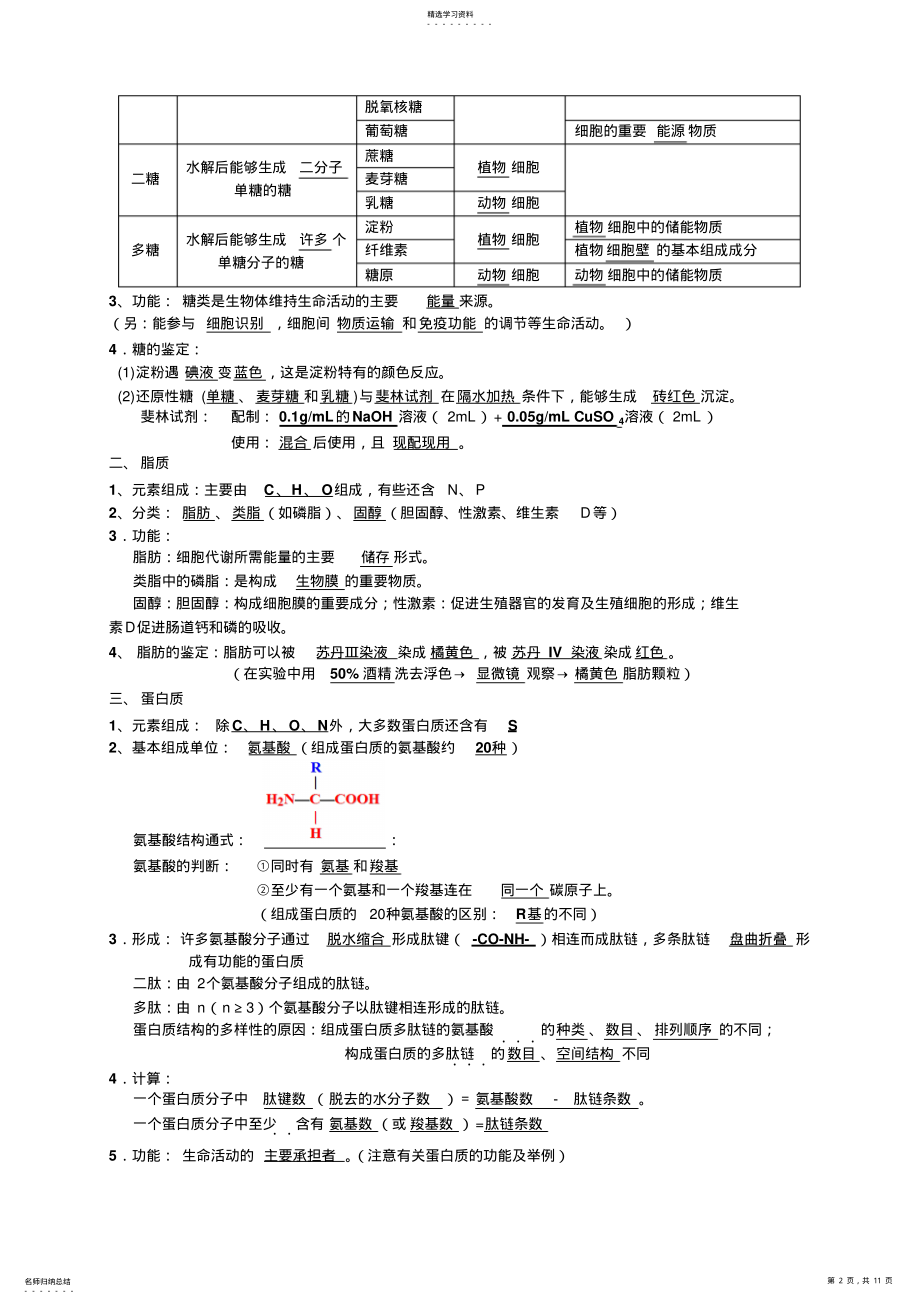 2022年高中生物必修一会考复习知识点 .pdf_第2页