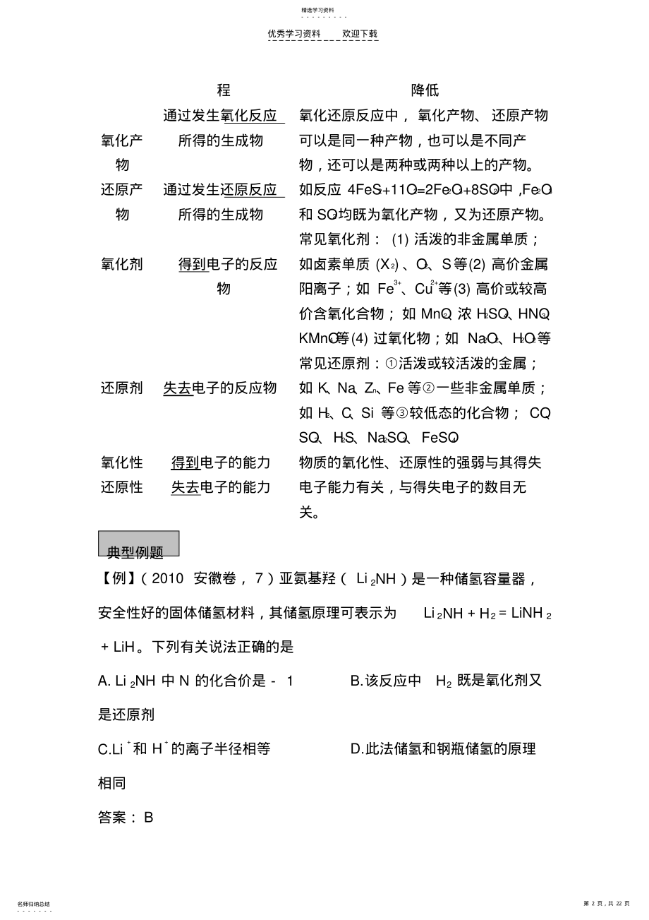 2022年高三化学氧化还原反应 .pdf_第2页