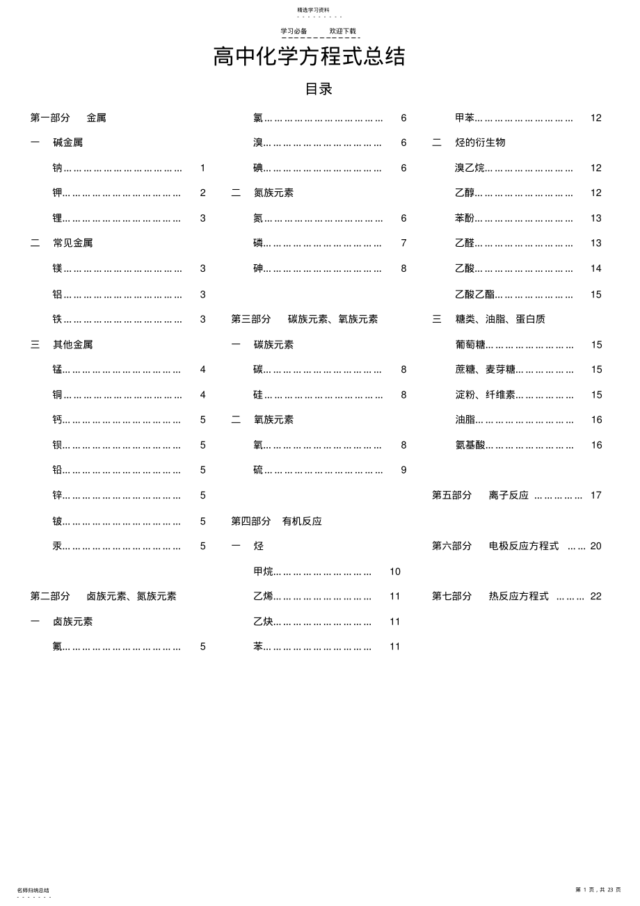 2022年高中化学方程式及离子方程式总结 2.pdf_第1页