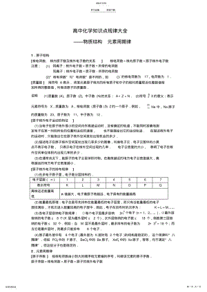 2022年高中知识点规律大全《物质结构元素周期律》 .pdf