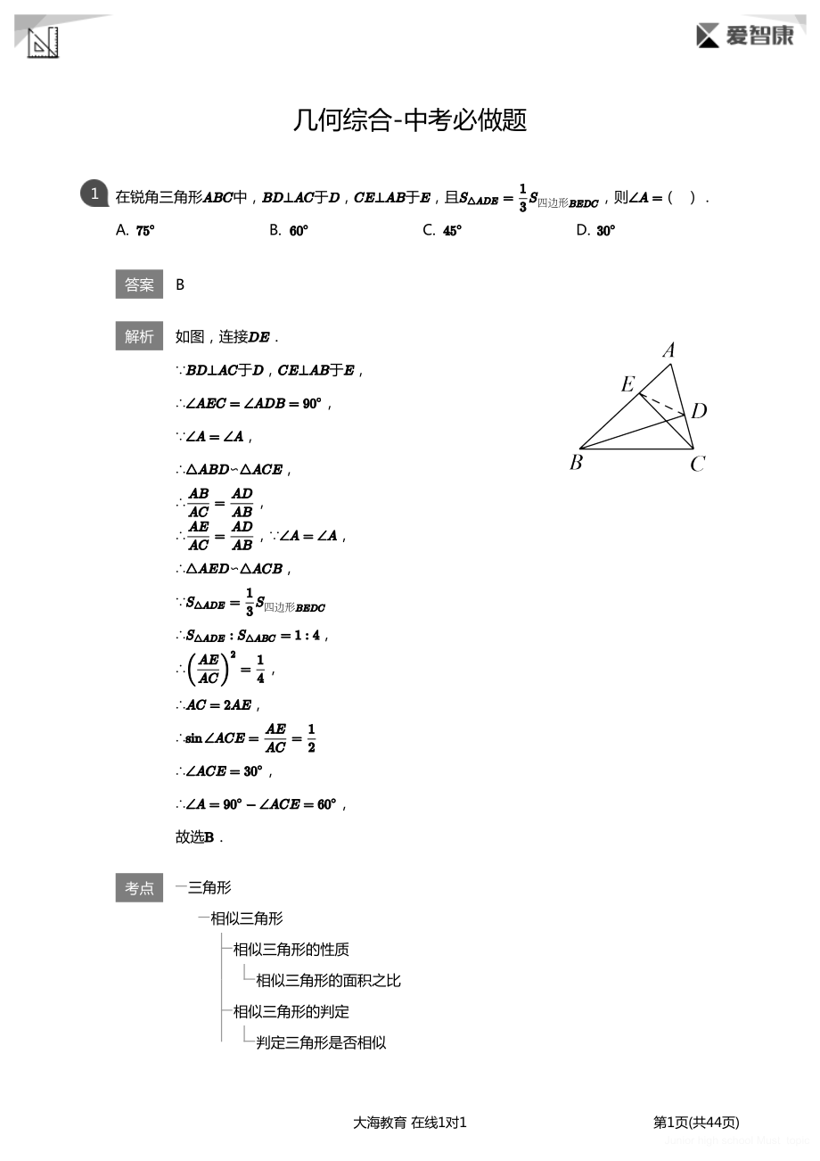 初中生数学必做题 几何综合-中考必做题详解版.pdf_第1页