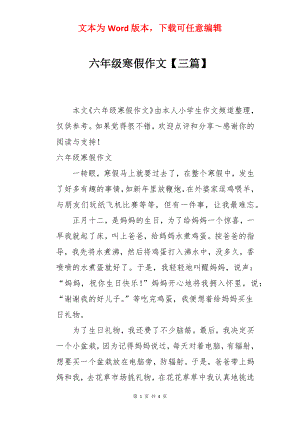 六年级寒假作文【三篇】.docx