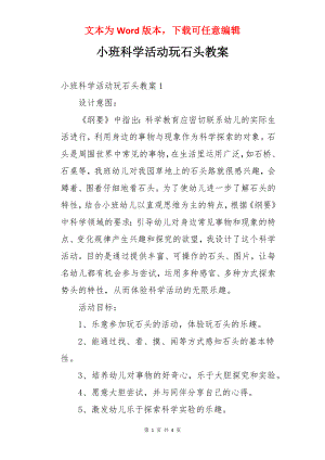 小班科学活动玩石头教案.docx