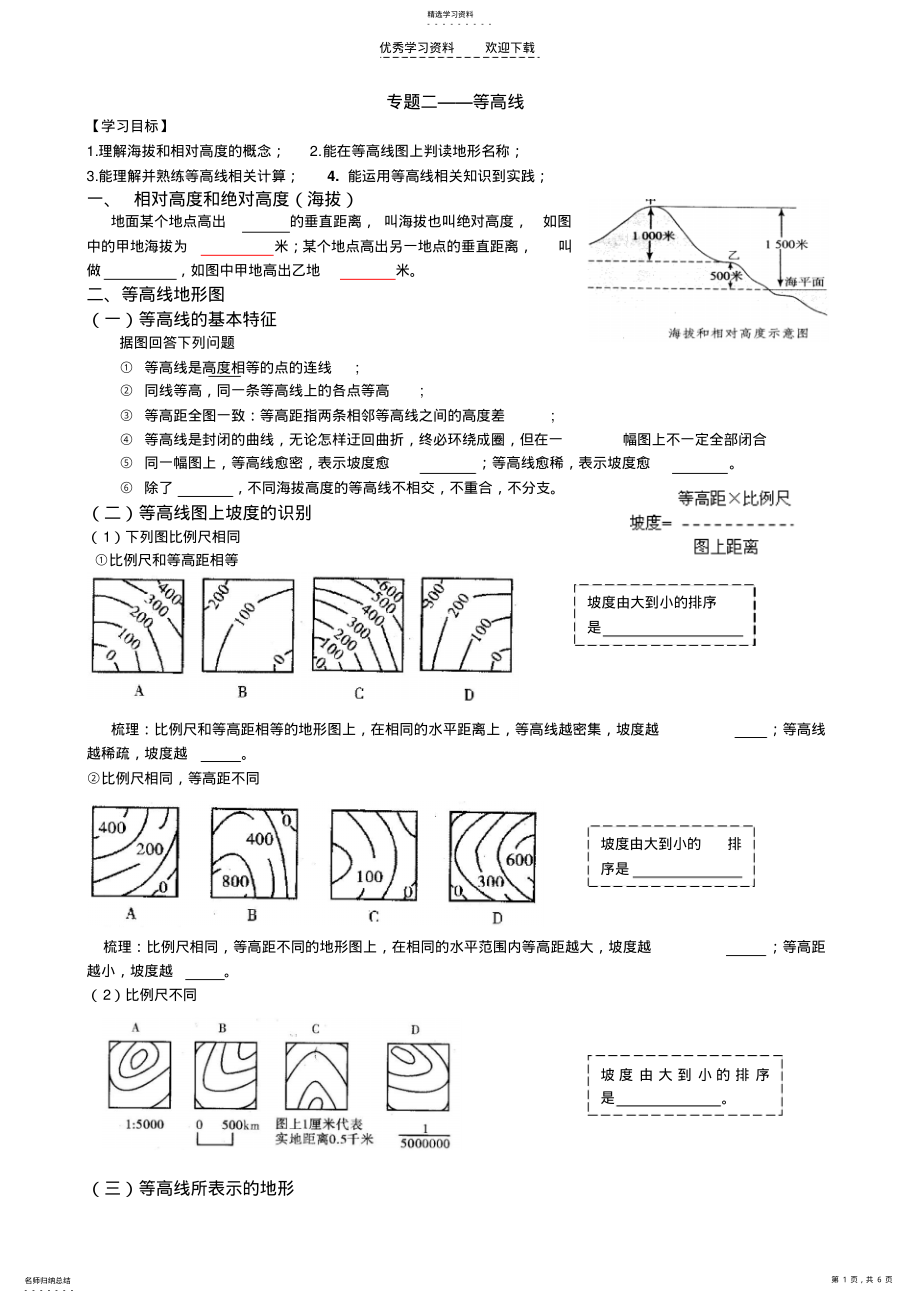 2022年高三复习等高线地形图 .pdf_第1页