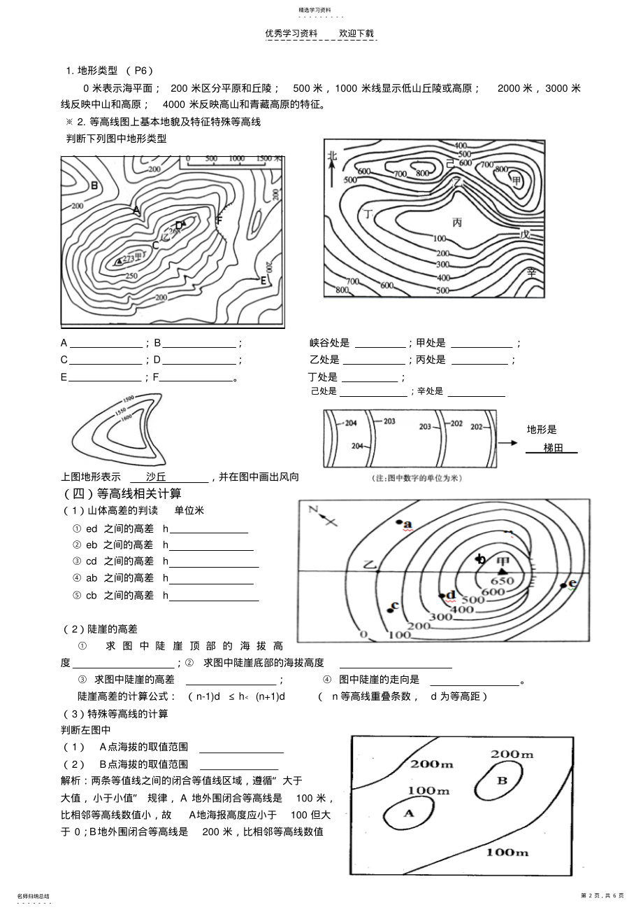 2022年高三复习等高线地形图 .pdf_第2页