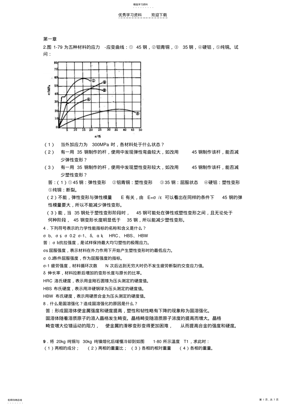 2022年工程材料与成形技术基础课后部分习题及答案车辆工程 .pdf_第1页