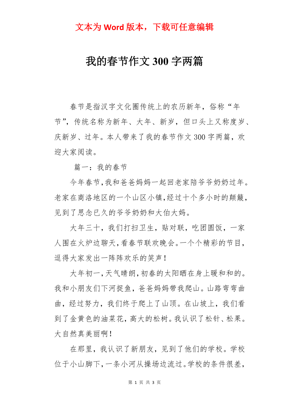 我的春节作文300字两篇.docx_第1页