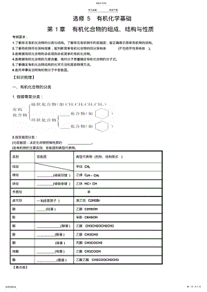 2022年高中化学有机化学基础第一章有机化合物的组成、结构与性质知识点难点重点考点汇总高考复习必备 .pdf