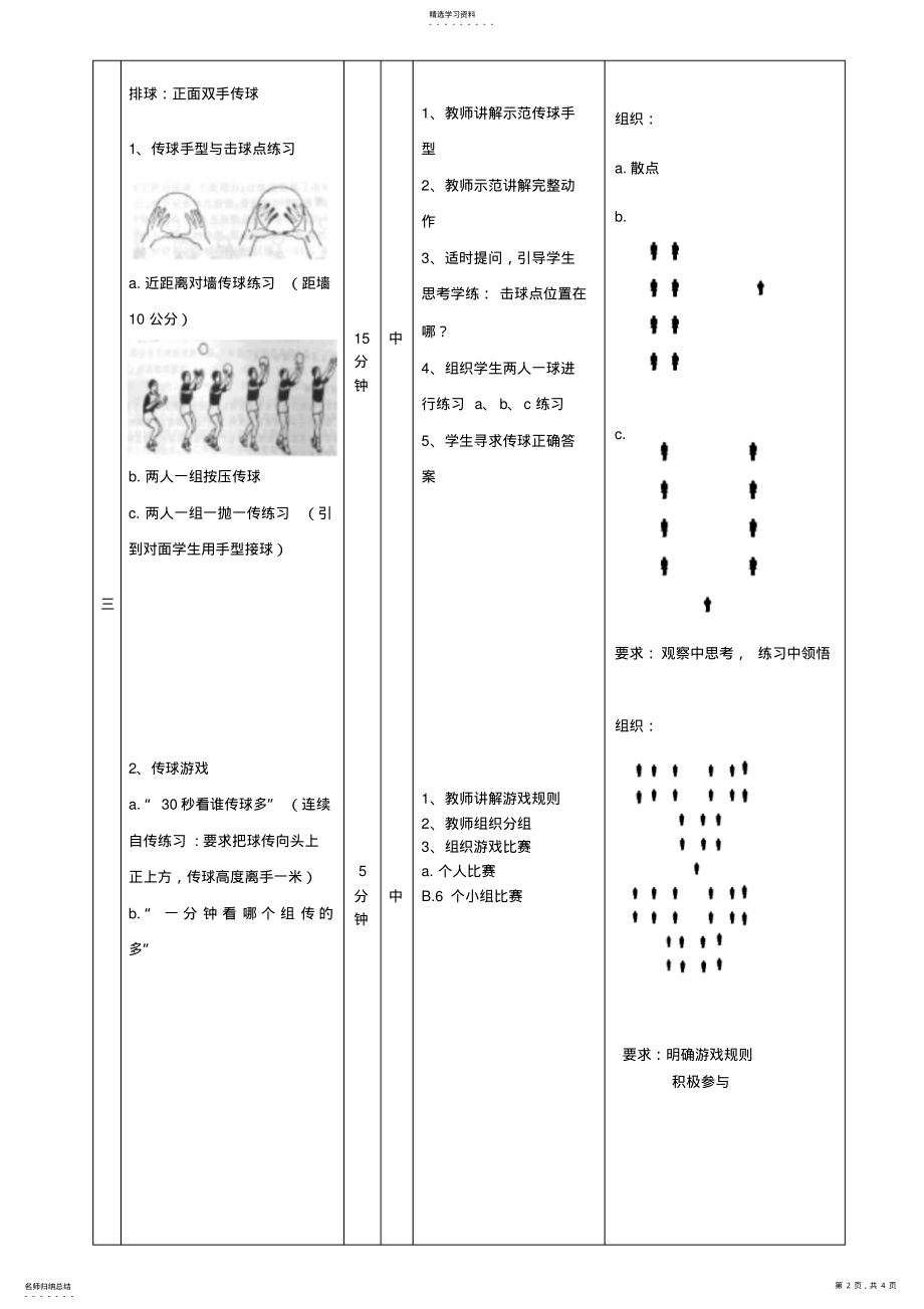 2022年排球正面上手传球教案 .pdf_第2页