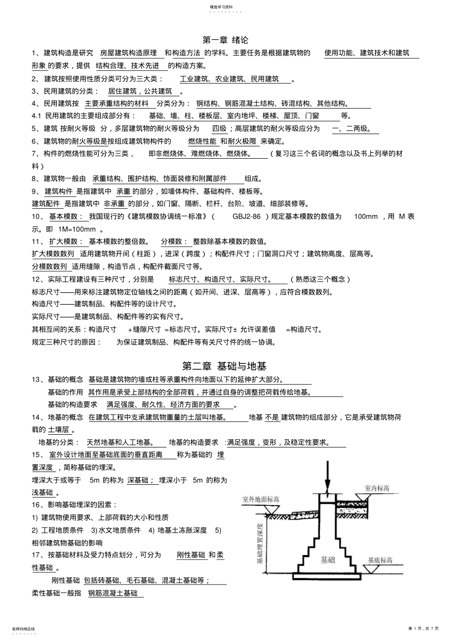 2022年房屋建筑工程概论《房屋建筑构造》自考08984复习资料 .pdf_第1页