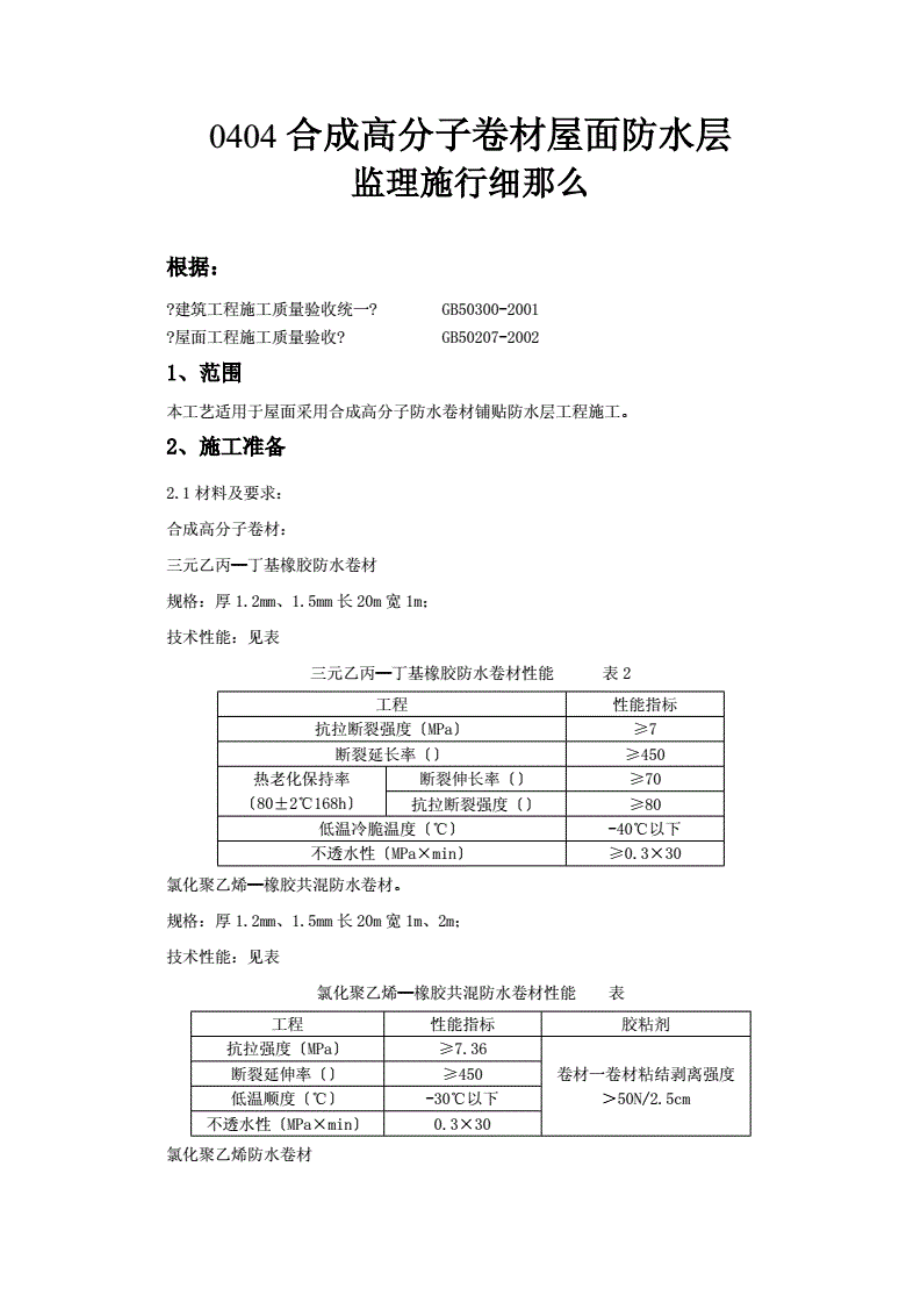 1013222合成高分子卷材屋面防水层监理实施细则.pdf_第1页