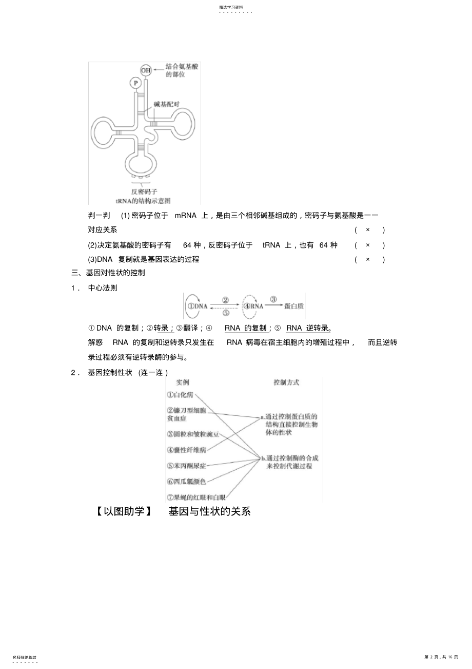 2022年高三一轮复习基因的表达导学案 .pdf_第2页