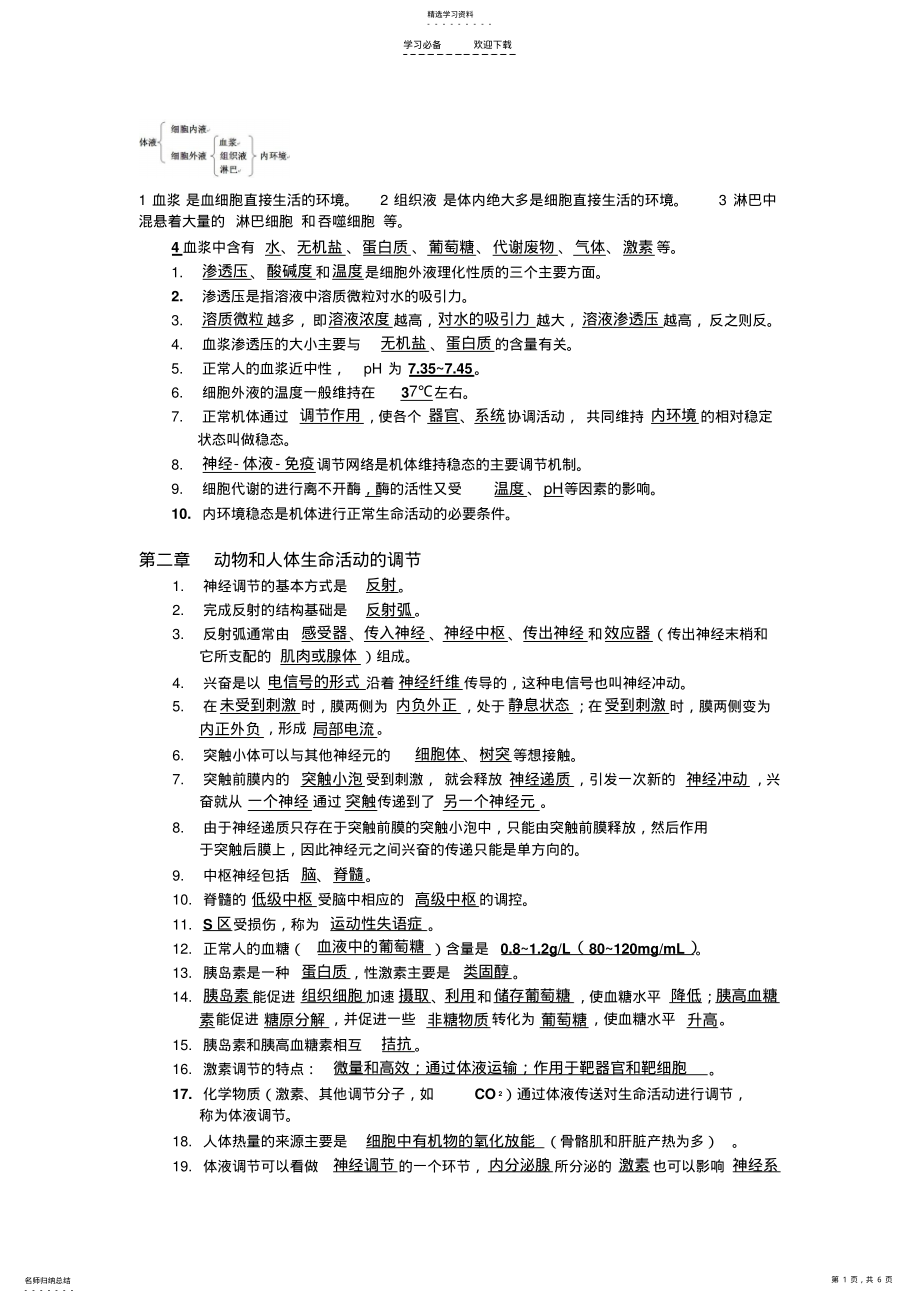 2022年高中生物必修三重点复习 .pdf_第1页