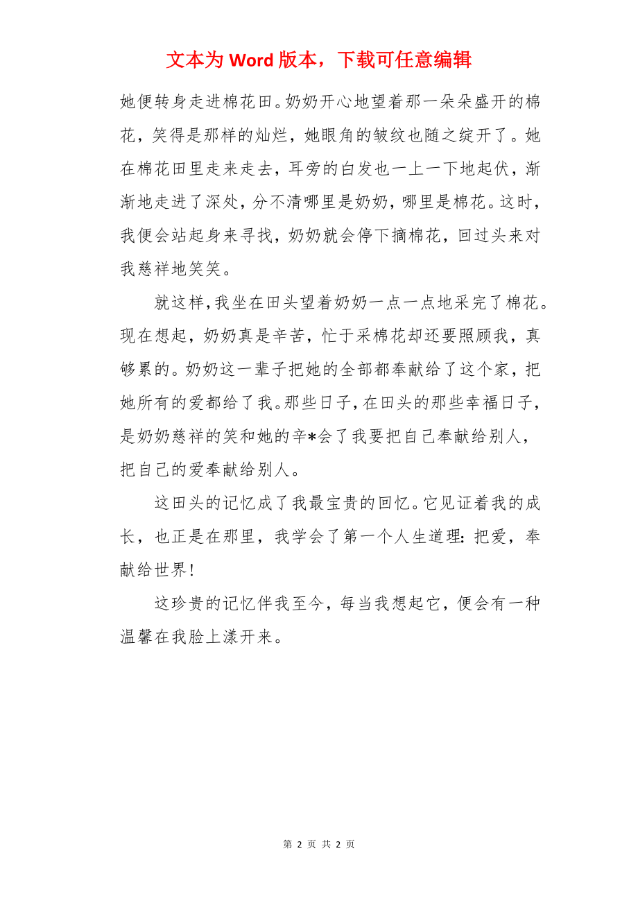 2022中考优秀作文素材：成长的记忆.docx_第2页