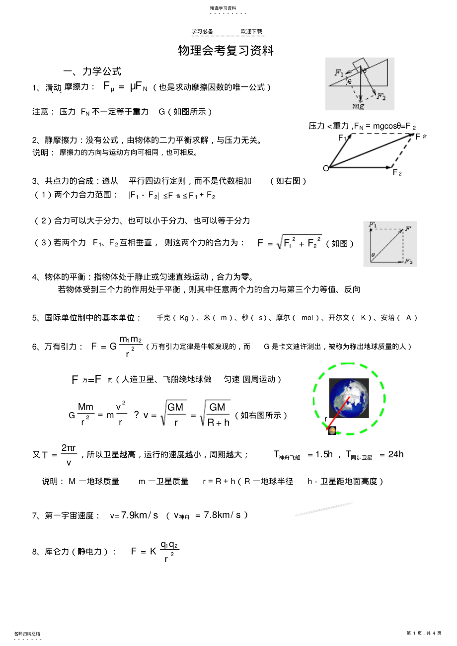 2022年高二物理会考复习资料 .pdf_第1页