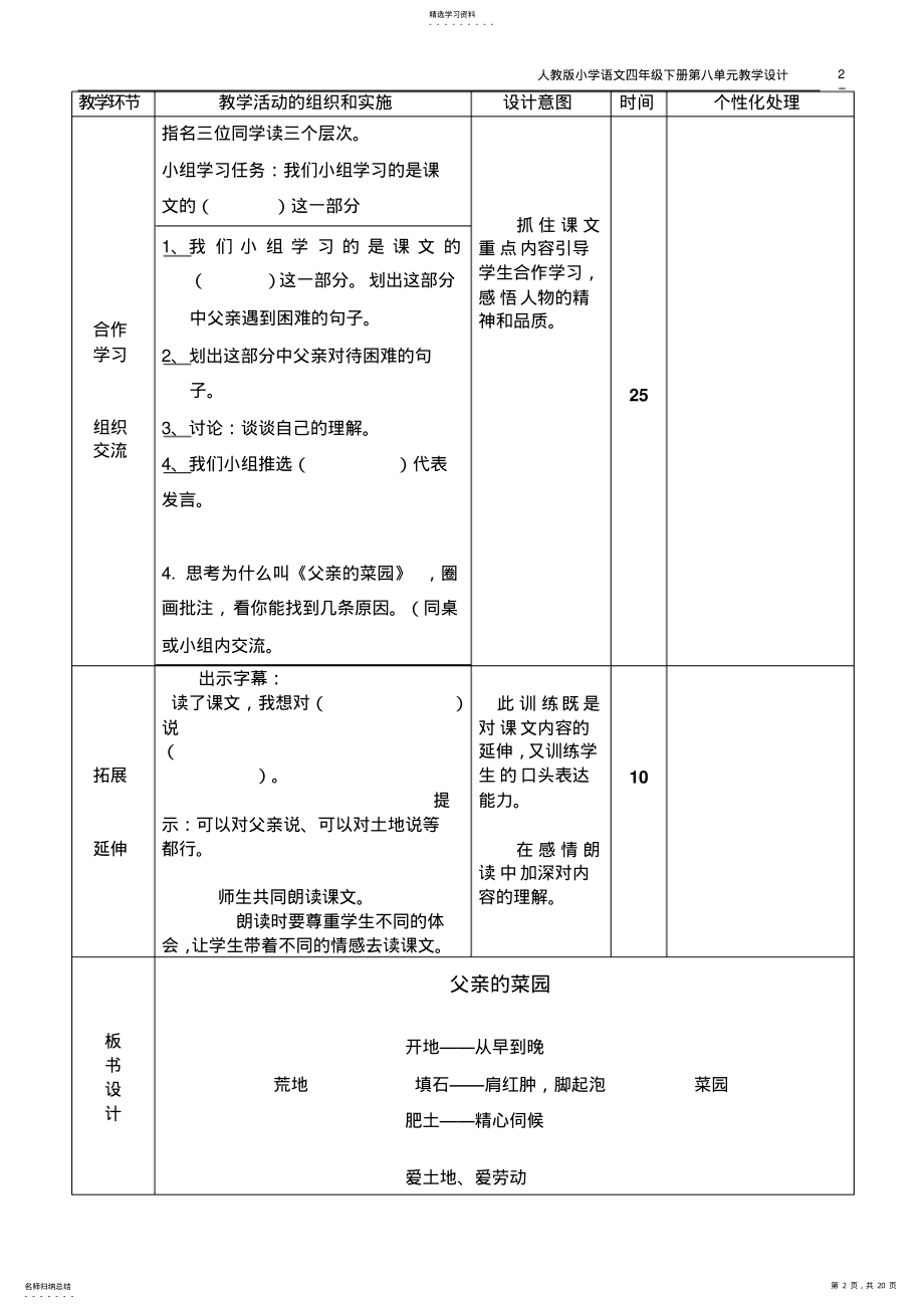 2022年岳利先四年级集体备课第八单元下册教案 .pdf_第2页