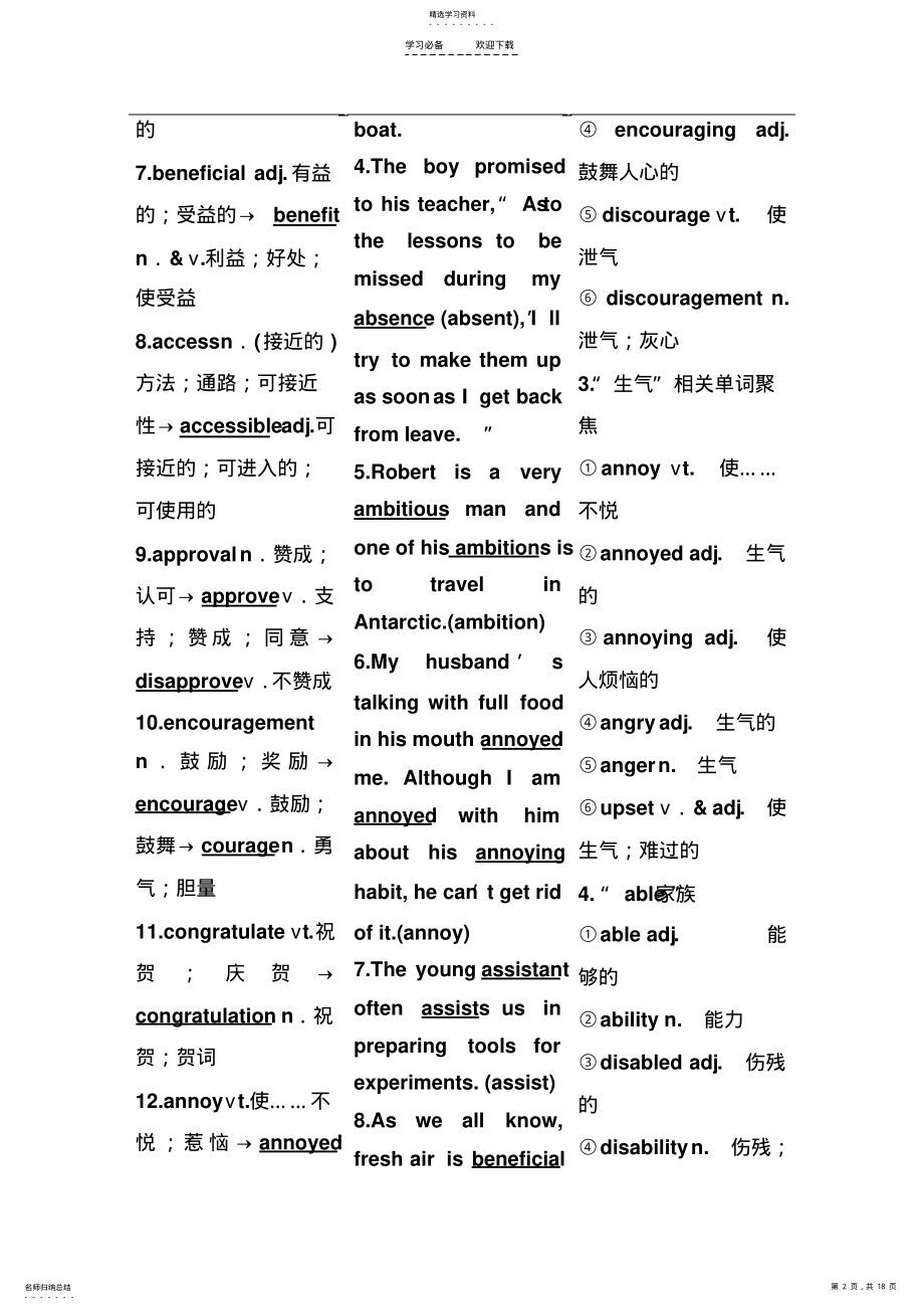 2022年高考英语第一轮单元知识点复习导学案 .pdf_第2页