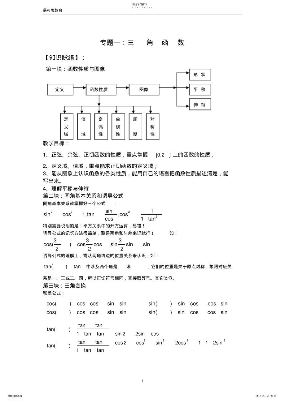 2022年高中数学必修四全册专题复习 2.pdf_第1页