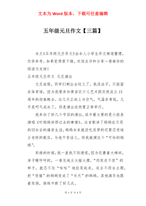 五年级元旦作文【三篇】.docx