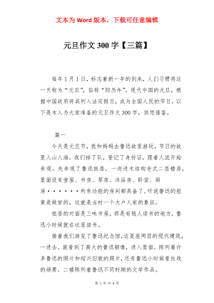 元旦作文300字【三篇】.docx