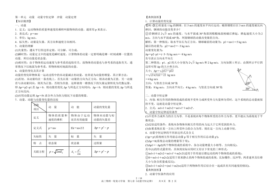 2014届高三物理总复习《动量守恒定律》学案(教师版).doc_第2页