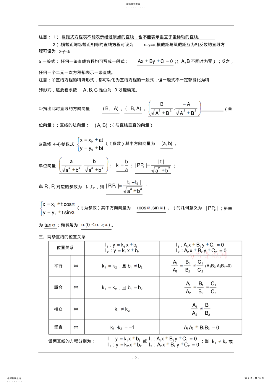 2022年高中数学解析几何知识点大总结 .pdf_第2页