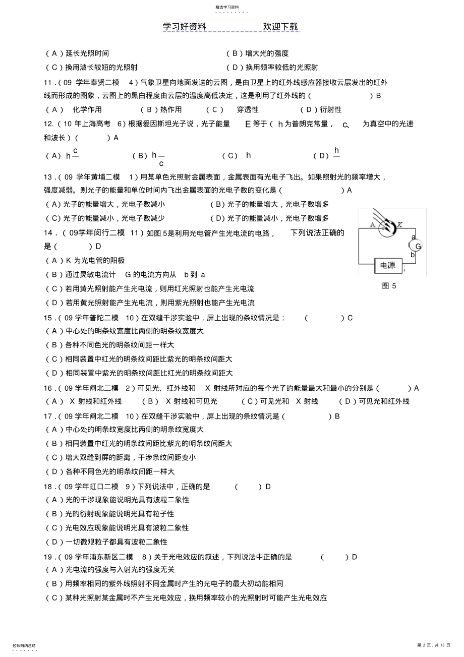 2022年高考物理知识点分类复习《物理光学》 .pdf_第2页