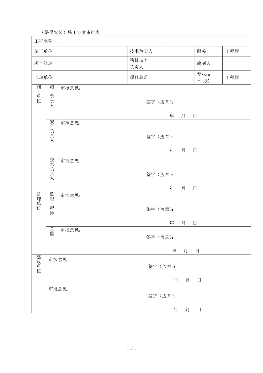 (塔吊安拆)施工方案审批表.doc_第1页