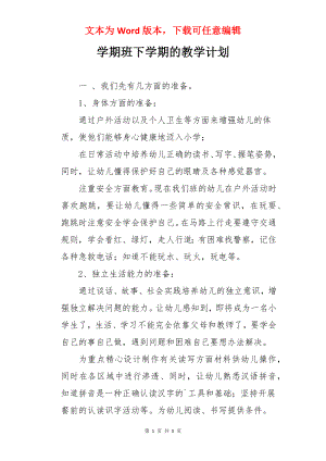 学期班下学期的教学计划.docx