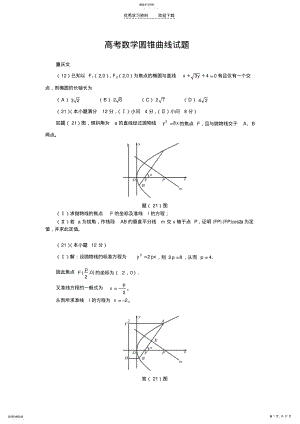 2022年高考数学圆锥曲线试题 .pdf