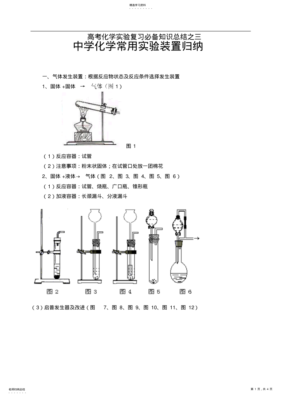 2022年高考化学实验复习必备知识总结之三：中学化学常用实验装置归纳 .pdf_第1页