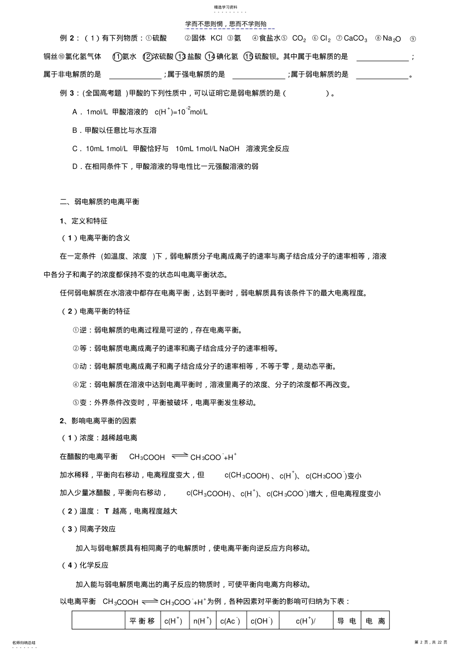 2022年高考化学-第一轮-水的电离及弱电解质的水解 .pdf_第2页