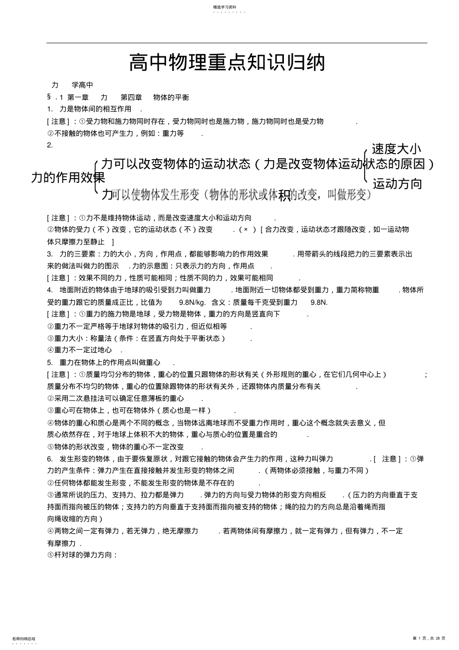 2022年高中物理重点知识归纳 .pdf_第1页