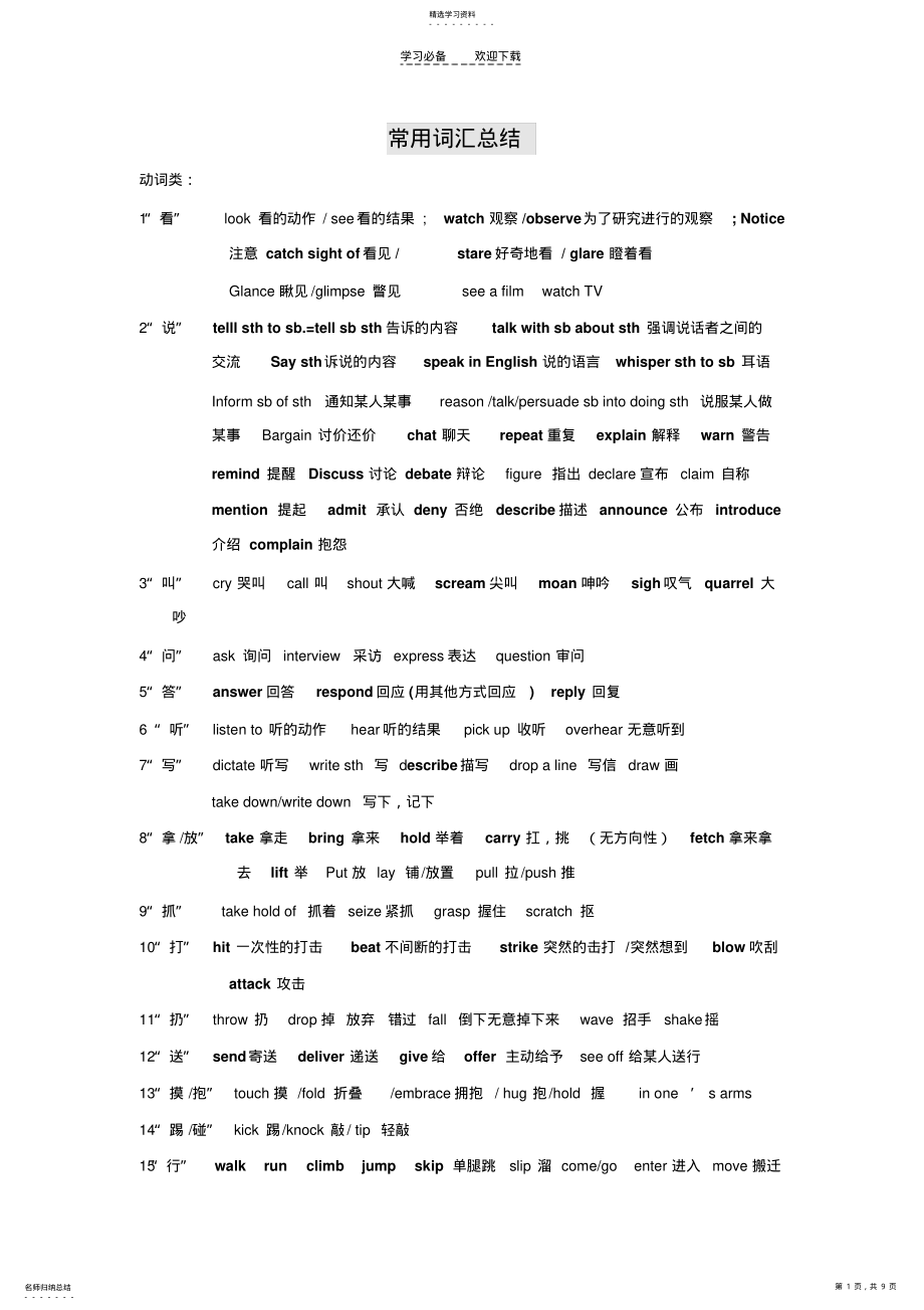 2022年高考英语常用词汇总结 .pdf_第1页