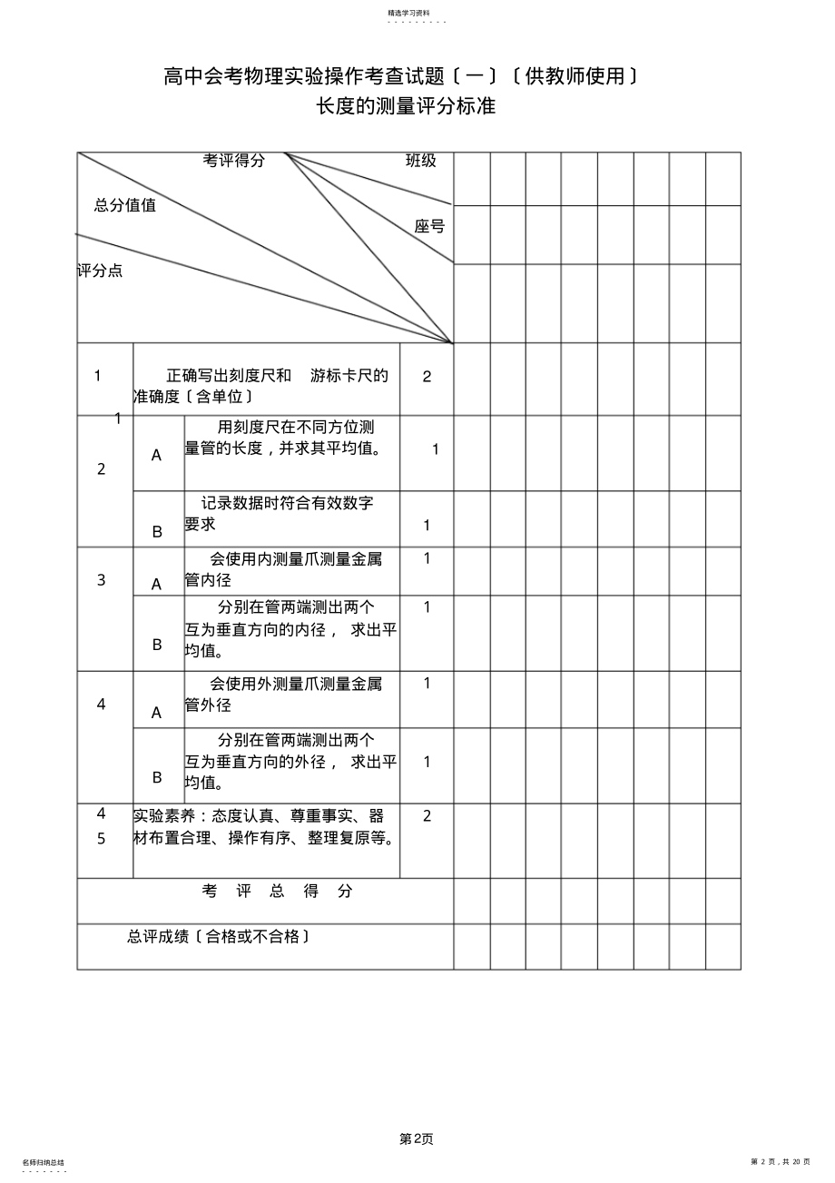 2022年高中会考物理实验操作考查试题 .pdf_第2页