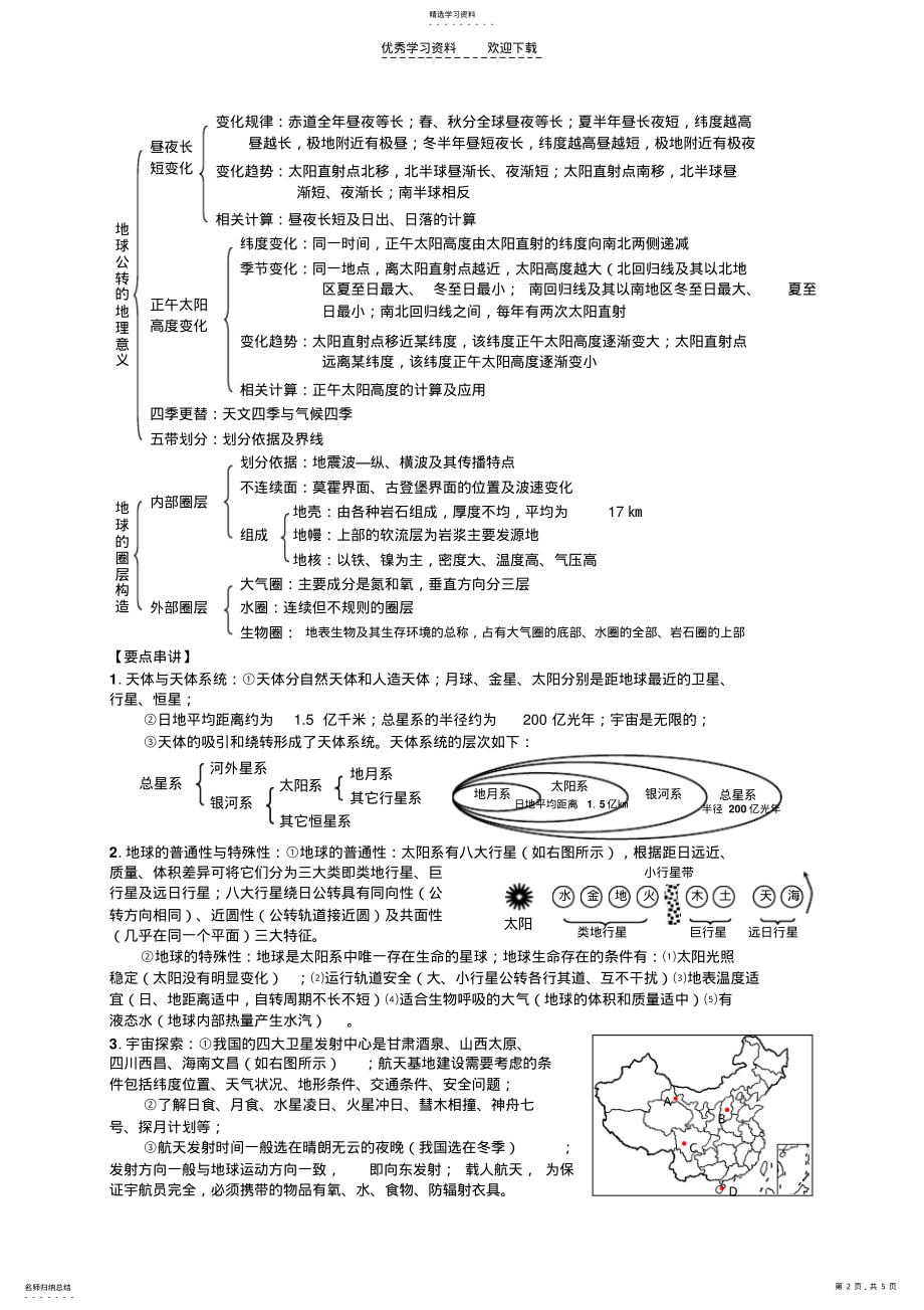 2022年高考地理复习—宇宙环境专题 .pdf_第2页