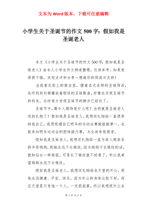 小学生关于圣诞节的作文500字：假如我是圣诞老人.docx